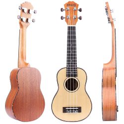 REGIS 21 Inch Spruce Soprano Ukulele Review with Aquila Strings, Tortoise Style Binding, Oxen Bone Saddle(Spruce)